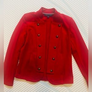 NWOT Sz S Tommy Hilfiger London red knit jacket.